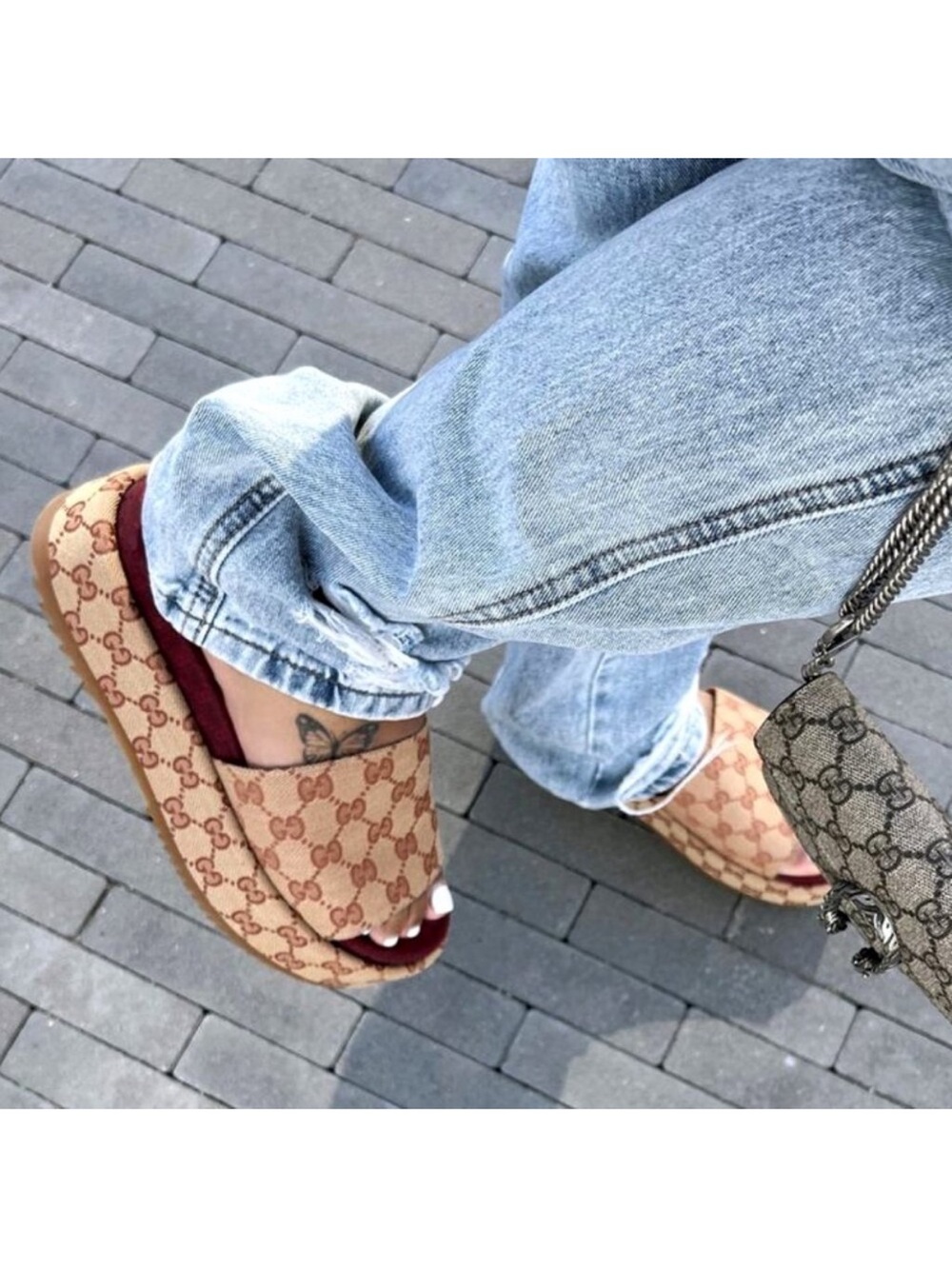 Gucci womans original GG  slides Angelina Platform 5.5